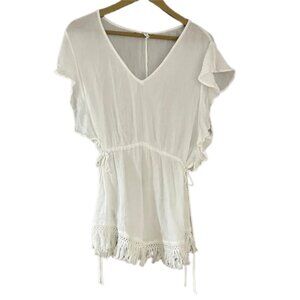 BCBGeneration White Crochet Fringe Cover-Up